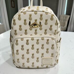 Disney Loungefly Stitch Cream and Gold Pineapple Backpack